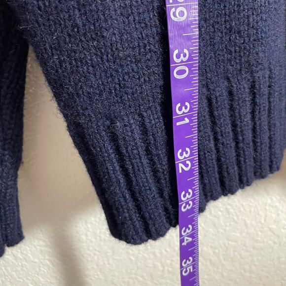 GAP Men's Navy Blue 100% Lambs Wool Sweater Sz XL Beige Fair Isle Mock Neck Zip - Picture 6 of 7